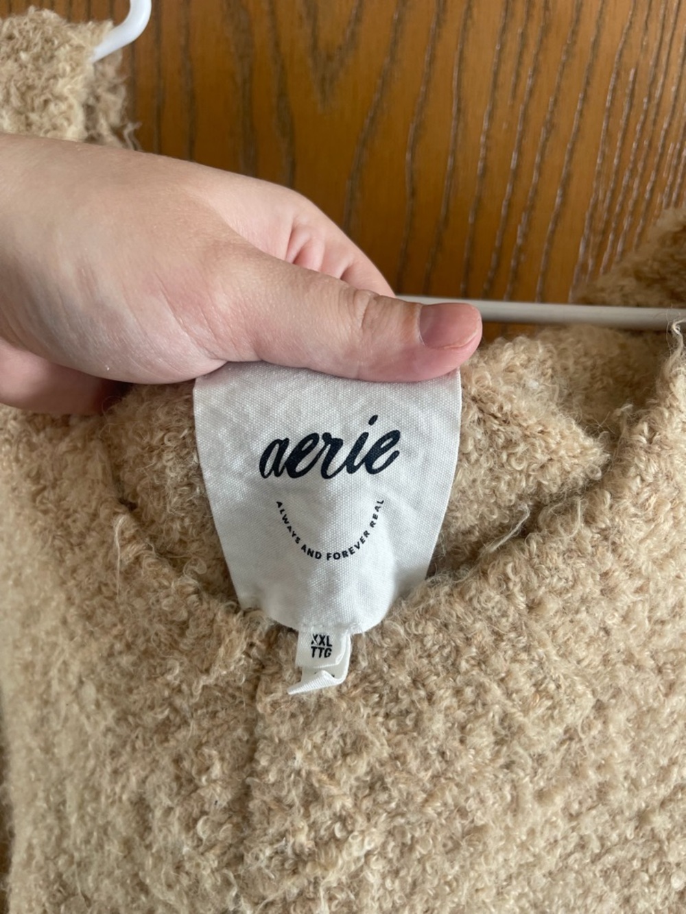 aerie Plush V-Neck Sweater in Beige - Picture 3 of 3